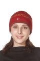 Alpaka Mütze "Chimu" im Jaquard Muster gefüttert mit Baumwolle rot M