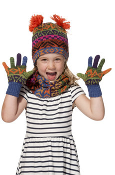 Kinder Alpaka Fingerhandschuh "Aquarell" 4-6 Jahre
