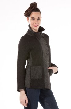 Alpaka Damen Filzjacke "Gorky" schwarz-grau XL