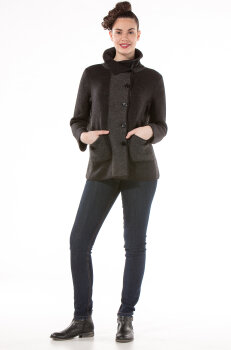 Alpaka Damen Filzjacke "Gorky" schwarz-grau XL