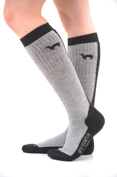 Ski-Socke Stutzen 40 cm schwarz- grau L 42-44