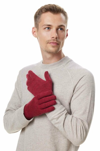 Fingerhandschuhe aus Baby Alpaka Wolle  rot-meliert M