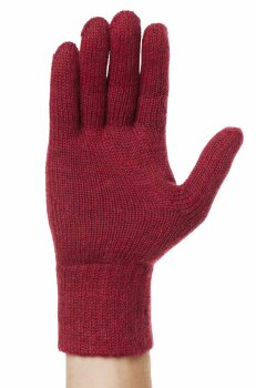 Fingerhandschuhe aus Baby Alpaka Wolle  rot-meliert M