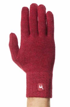 Fingerhandschuhe aus Baby Alpaka Wolle  rot-meliert M