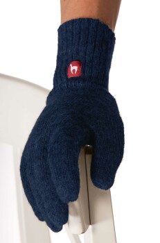 Fingerhandschuhe aus Baby Alpaka Wolle  blau meliert L