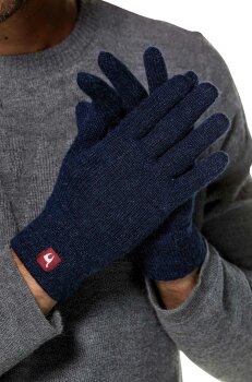 Fingerhandschuhe aus Baby Alpaka Wolle  blau meliert L