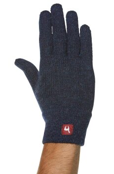 Fingerhandschuhe aus Baby Alpaka Wolle  blau meliert L