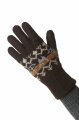 Alpaka Wende - Fingerhandschuh "Natura" mit Muster natur-schwarz M