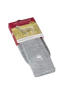 Alpaka Socken SOFT aus 52% Alpaka & 18% Wolle silbergrau L 42-44