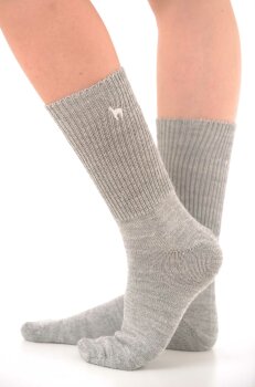 Alpaka Socken SOFT aus 52% Alpaka & 18% Wolle silbergrau XL 45-48