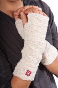 Handstulpe - Pulswärmer "Biesen" 100% Baby Alpakawolle  anthrazit