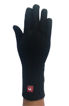 Fingerhandschuhe aus Baby Alpaka Wolle schwarz M